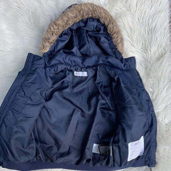 H&M Hooded Blue Puffer Jacket Size 3-4 Year Old - Picture 10 of 12